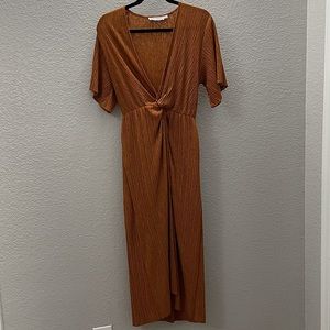 All In Favor Dolman Plisse Midi Dress